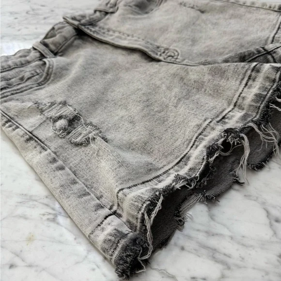 Vervet Jean Shorts Size XL (12-14) Black Acid HI Rise Denim Distressed Destroyed - Picture 2 of 6